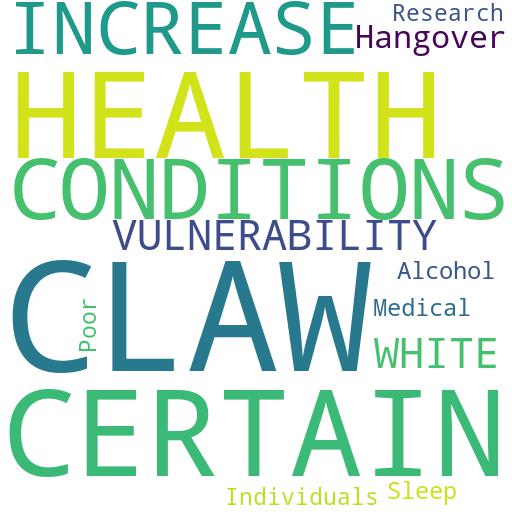 DO CERTAIN HEALTH CONDITIONS INCREASE VULNERABILITY TO WHITE CLAW HANGOVERS?: Buy - Comprar - ecommerce - shop online