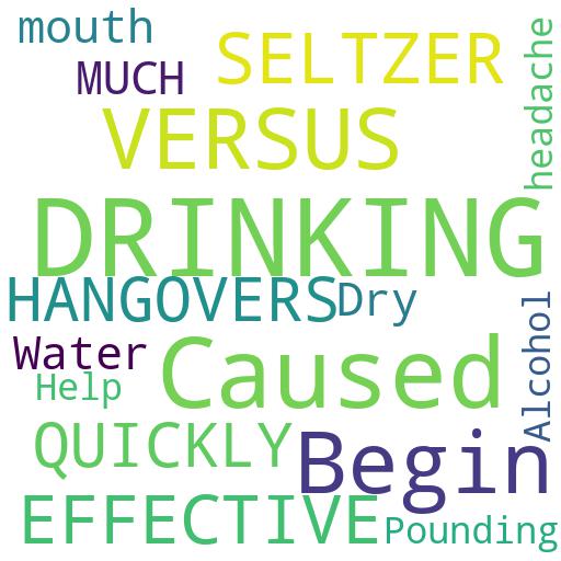SELTZER EFFECTIVE FOR HANGOVERS CAUSED BY DRINKING TOO MUCH TO BEGIN WITH VERSUS DRINKING TOO QUICKLY?: Advises - Buy - Comprar - ecommerce - shop online