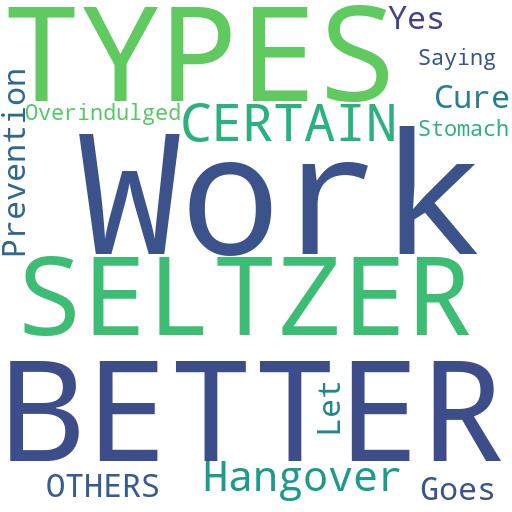 SELTZER WORK BETTER FOR CERTAIN TYPES OF HANGOVERS THAN OTHERS?: Advises - Buy - Comprar - ecommerce - shop online